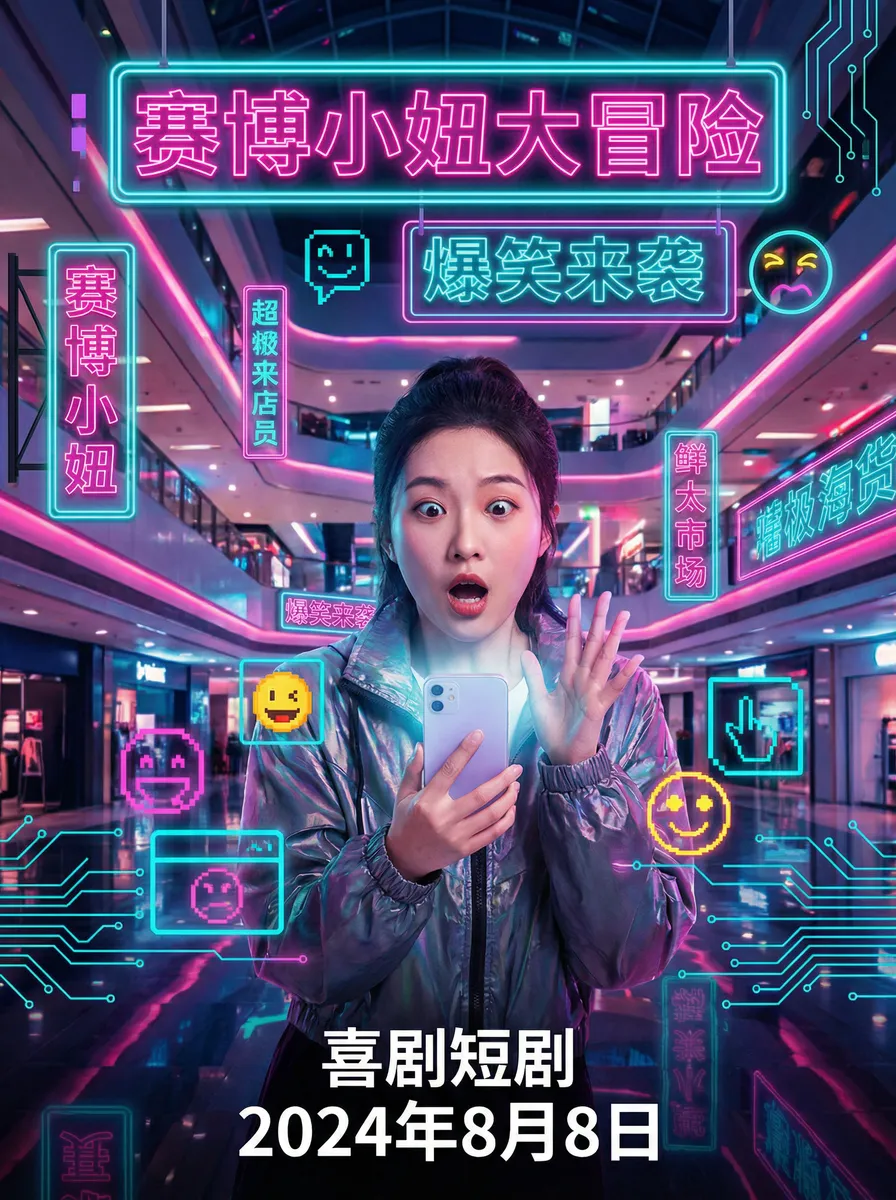 龙口门视频 搞笑喜剧短剧 - 赛博小妞大冒险海报